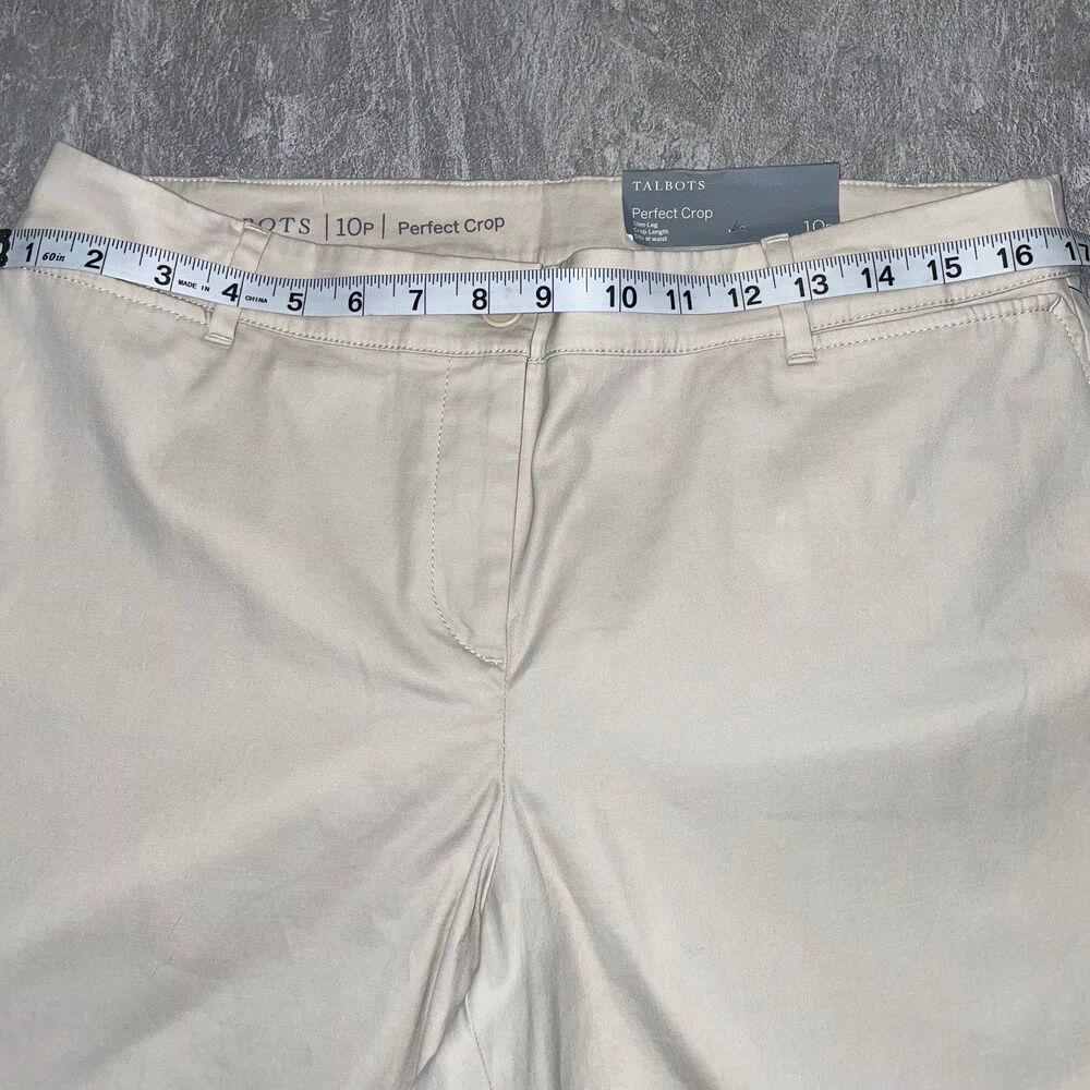 Talbots SZ 10P  Perfect Crop Tan/Beige 3 Button Detail, Stretch, Summer Vacation - Picture 2 of 7